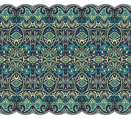 Abstract ethnic nature tile stripe seamless border