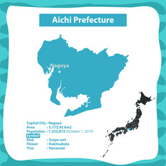 Aiche Prefecture Map of Japan Country