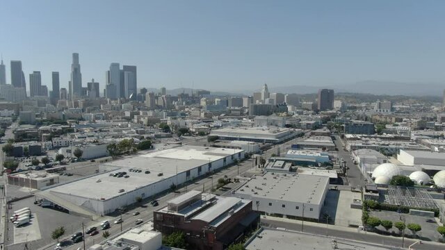 Los Angeles Downtown Arts District to Industrial District Aerial L California USA