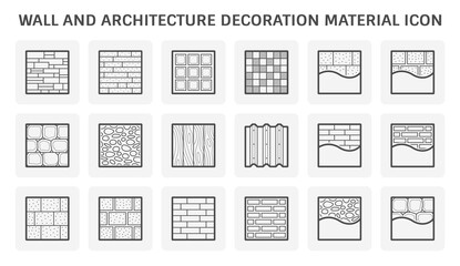 Wall and architectural decoration material vector icon set design.
