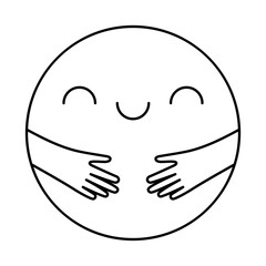 Happy emoji hugging line style icon vector design