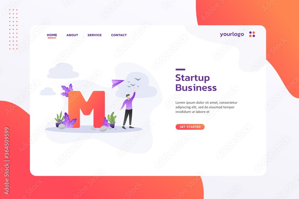 Fototapete startup business website template design. modern vector illustration concept of web page design for 