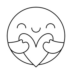 Circle cartoon with arms hugging heart line style icon vector design
