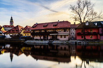 A beautiful dawn in the morning in Cesky Krumlov, Czech republic.
