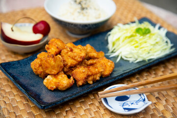 Karaage, deep fried premium chicken dish from japan