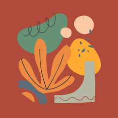Modern vector illustration with hand drawn organic shapes,textures and graphic elements.Trendy contemporary design perfect for prints,social media,banners,invitations,branding design,covers