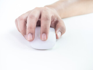 Hand using computer mouse.