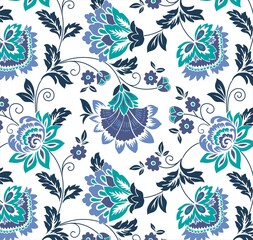 Colorful wedding card design, paisley floral pattern , India	