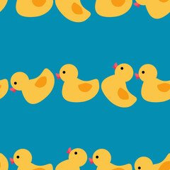 アヒル　シームレスパターン　ブルーB