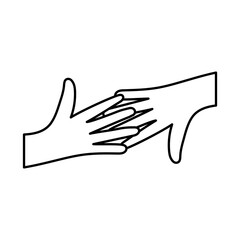 Hands touching line style icon vector design