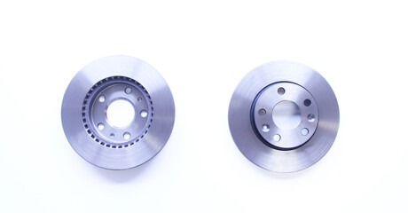 Pair car brake disc isolated on white background, S&atilde;o Paulo, Brazil