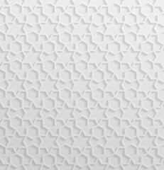 Fototapeta premium Seamless symmetrical abstract vector background in arabian style made of emboss geometric shapes with shadow.