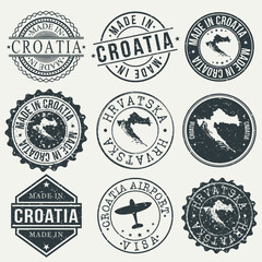 Croatia Travel Stamp Made In Product Stamp Logo Icon Symbol Design Insignia.