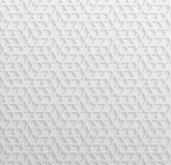 Seamless symmetrical abstract vector background in arabian style made of emboss geometric shapes with shadow.