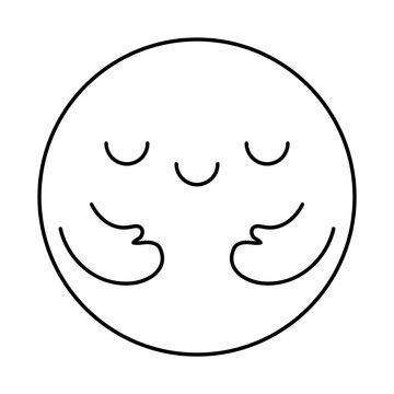 Happy emoji hugging line style icon vector design