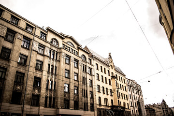Art Nouveau buildings in the center of Riga, Latvia