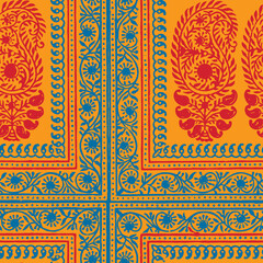 Colorful Indian Fabric Repeating Pattern