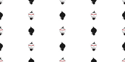 Halloween seamless pattern, Cute devil on white background, Cute ghost icons.