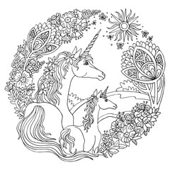Coloring unicorn vector 4