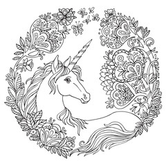 Coloring unicorn vector 6