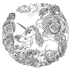 Coloring unicorn vector 5