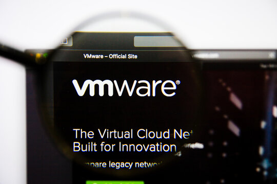Los Angeles, California, USA - 25 January 2019: VMware website homepage. VMware logo visible on display screen.