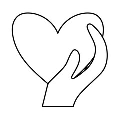 Hand holding heart line style icon vector design