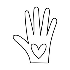 Heart on hand line style icon vector design