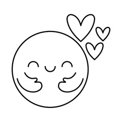 Circle cartoon with arms and hearts line style icon vector design