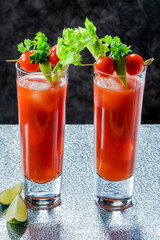 Bloody Mary cocktail with vodka and tomato juice