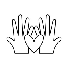 Hand with heart line style icon vector design
