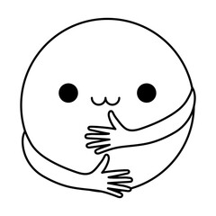Happy emoji hugging line style icon vector design