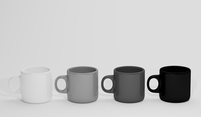 3d render coffee mug tea or ceramic cup hot drink cup blank with isolated background for label mockup.