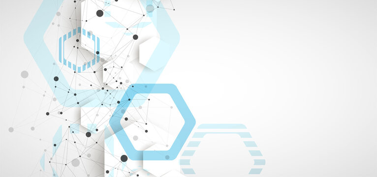Abstract blue hexagon futuristic background for design works. Science and technology.