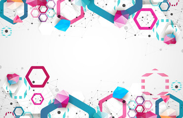 Hexagonal geometric array. Abstract background. Science and connection vector concept.
