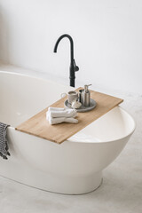 Element of modern interior at contemporary bathroom