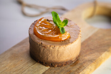 Chocolate mousse with orange and cookies