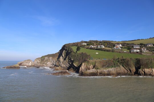 Clifftop Houses In Coombe Martin A Village  On The Coast Of North Devon, England, UK.