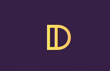 D purple yellow alphabet letter logo icon for company. Simple line design for business