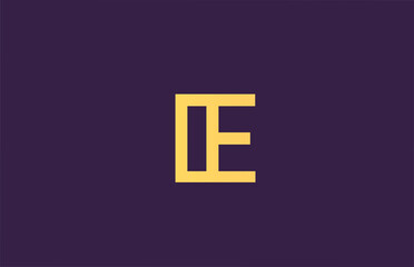 E purple yellow alphabet letter logo icon for company. Simple line design for business