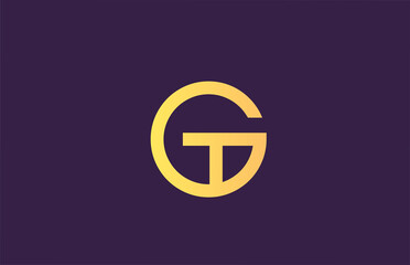 G purple yellow alphabet letter logo icon for company. Simple line design for business