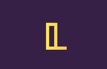 Fototapeta premium L purple yellow alphabet letter logo icon for company. Simple line design for business