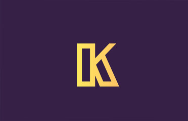 Fototapeta premium K purple yellow alphabet letter logo icon for company. Simple line design for business