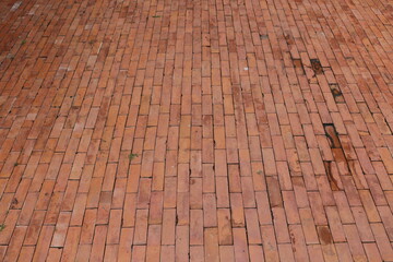 Red brick floor.