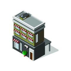  Brown house with a gray roof and facade. Isometric style.eps