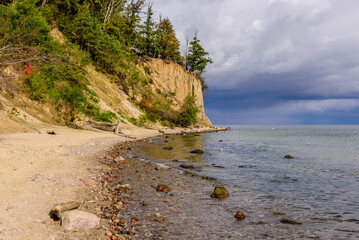 Picturesque coast of the Baltic sea. Orlowo cliff - popular tourist and natural attraction, Orlowo, Gdynia, Poland