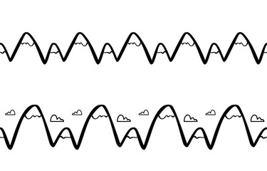 Vector illustration: Hand drawn doodle seamless mountains peaks