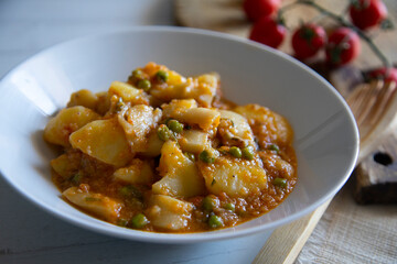 Cuttlefish stew with potatoes, spanish recipe