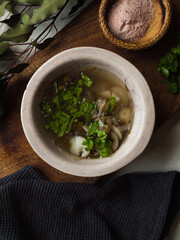 Traditional rustic leek and potato soup
