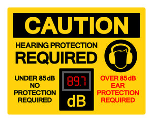 Caution Hearing Protection Required Symbol Sign,Vector Illustration, Isolate On White Background Label. EPS10